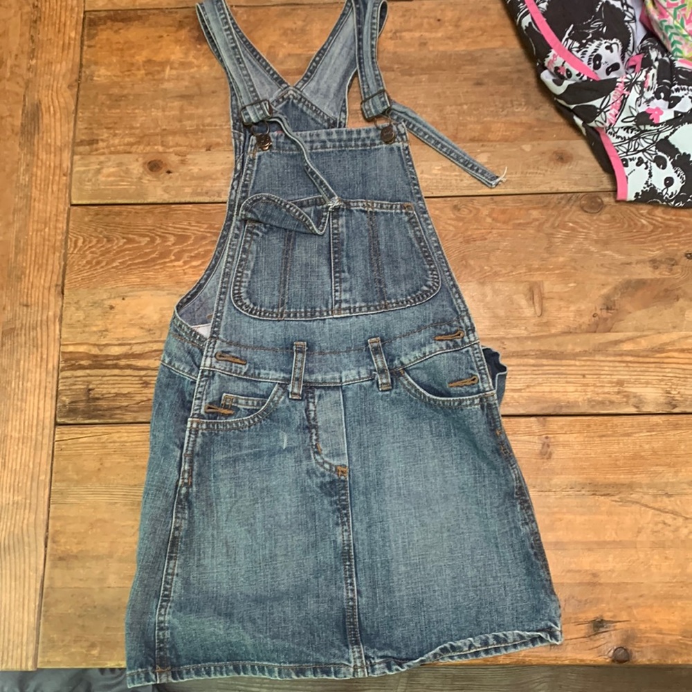 Jean skirt overalls